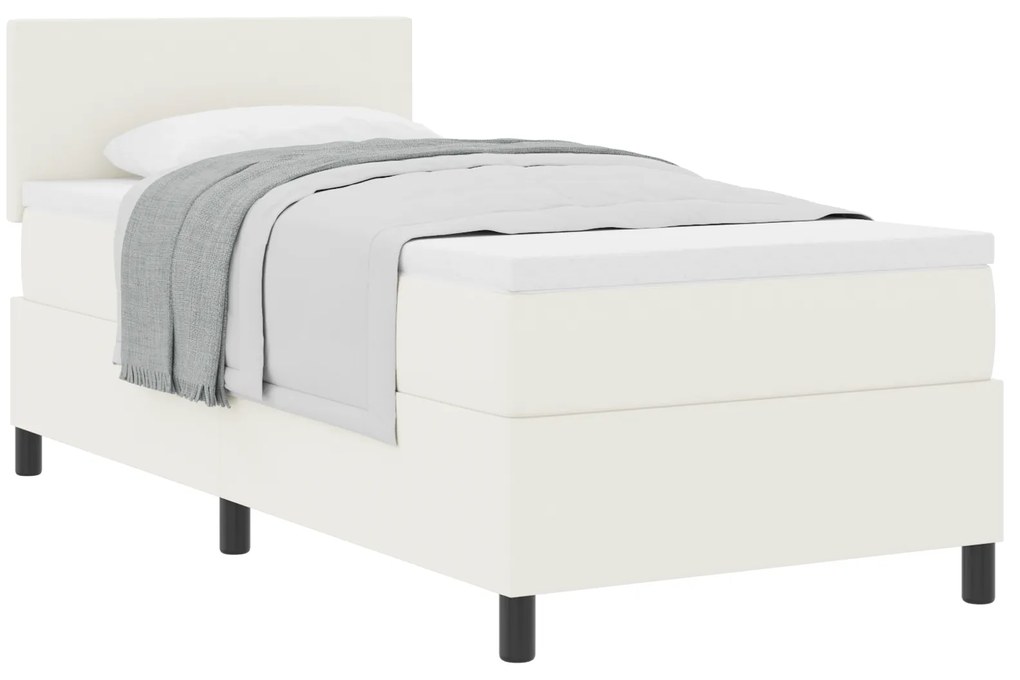 vidaXL Κρεβάτι με Πλαίσιο και Στρώμα Κρεμ 90x200 εκ. Βελούδινο ύφασμα