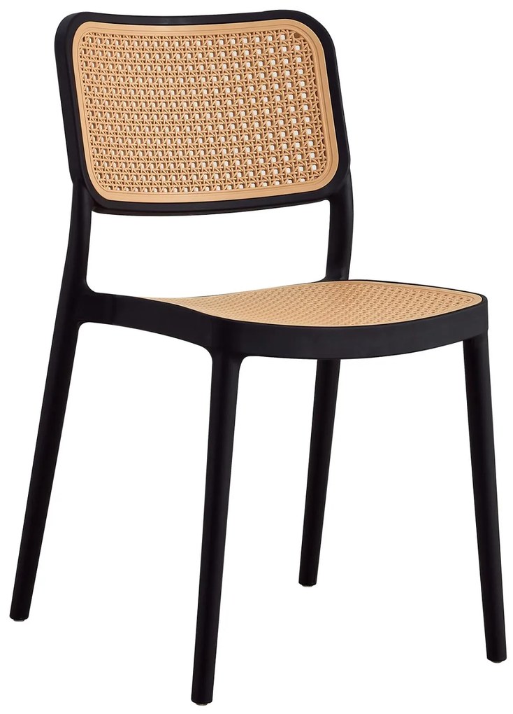 Καρέκλα ΜΕΚΟ C5934.02 Πολυπροπυλενίου Μαύρη με Ψάθα Μπέζ 41x49x102Υ εκ. 41x49x102 εκ.