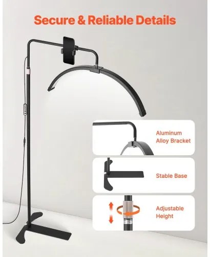 Half Moon Light for Esthetician 26inch Dimmable LED Floor Lamp Lash Light Arched