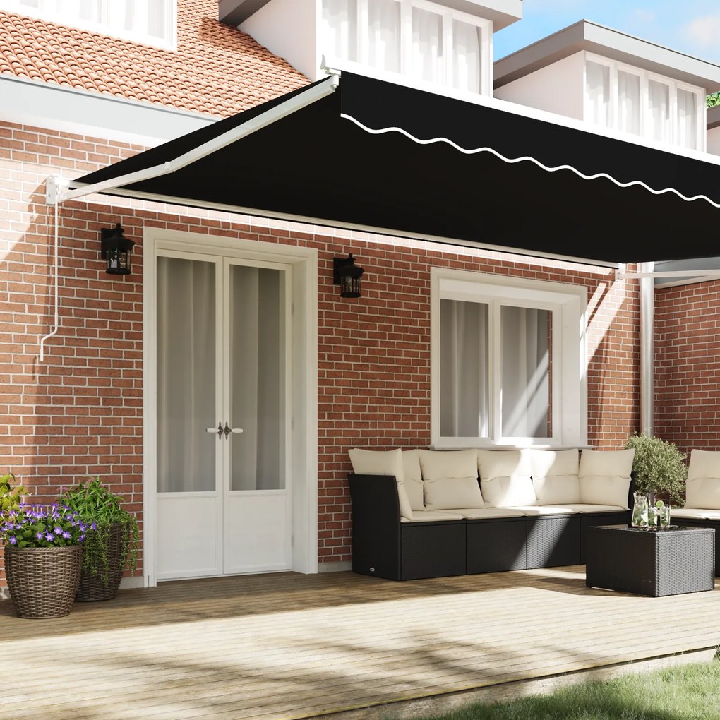 vidaXL Χειροκίνητη Ανασυρόμενη Τέντα Μαύρη 500x300 cm