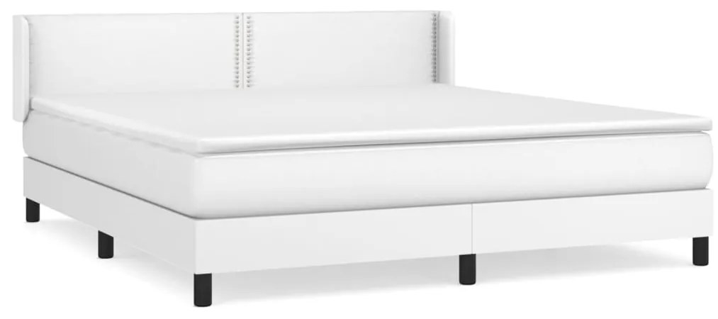 vidaXL Κρεβάτι Boxspring με Στρώμα Λευκό 160x200εκ.από Συνθετικό Δέρμα