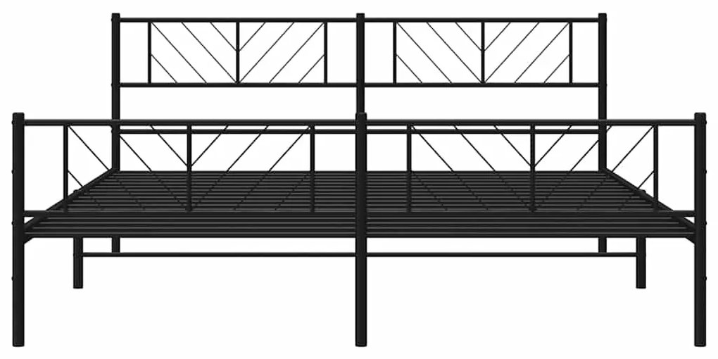 vidaXL Πλαίσιο Κρεβατιού με Κεφαλάρι&Ποδαρικό Μαύρο 193x20 εκ. Μέταλλο