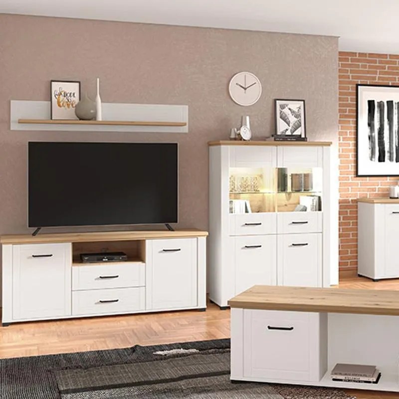 Βιτρίνα Valencia 2K VS2 Λευκό - Αrtisan Oak - Λευκό Μάτ 103,5x41x143 εκ. 103.5x41x143 εκ.