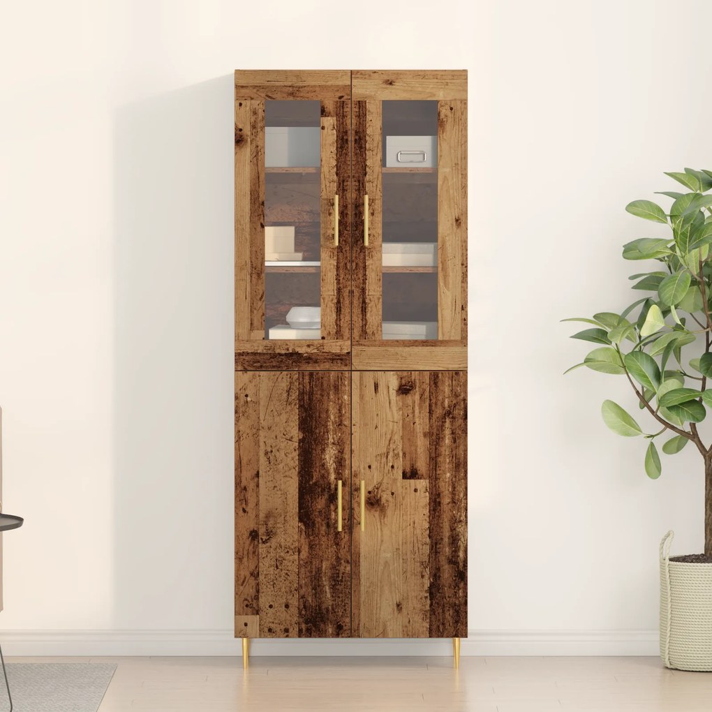 vidaXL Υψηλό Ντουλάπι Παλιού Ξύλου 69.5x34x180 εκ Μηχανικά Ξύλο
