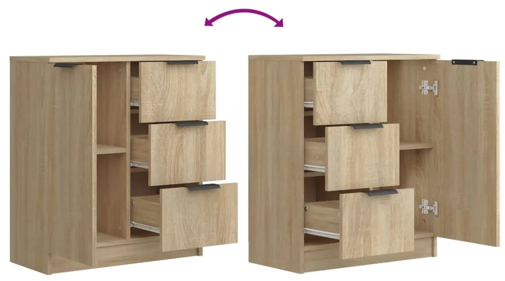 vidaXL Ντουλάπια 2 τεμ. Sonoma Δρυς 60x30x70 εκ. Επεξεργασμένο Ξύλο