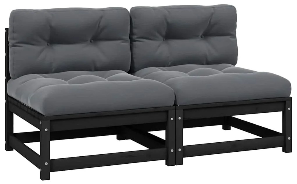 vidaXL Καναπέδες Κήπου Μεσαίοι 2 τεμ. Ξύλο Πεύκου με Ανθρακί Μαξιλάρια