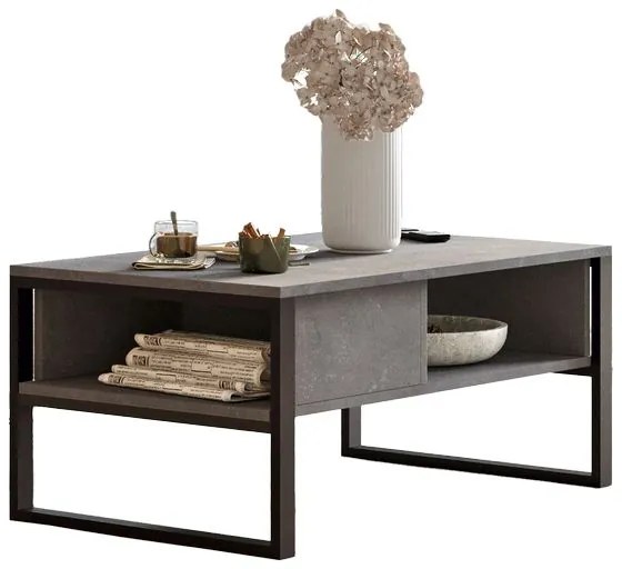 Τραπέζι σαλονιού Honora pakoworld ανθρακί antique-μαύρο 100x60x44.5εκ