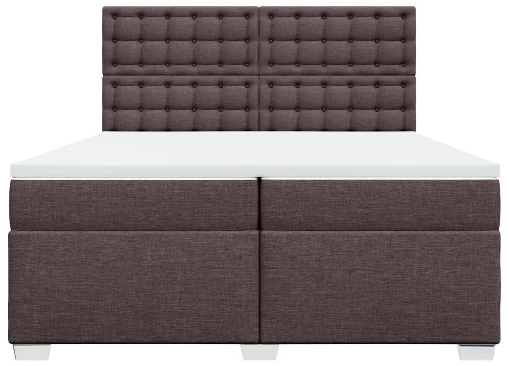 vidaXL Κρεβάτι Boxspring με Στρώμα Σκούρο Καφέ 200x200 εκ. Υφασμάτινο