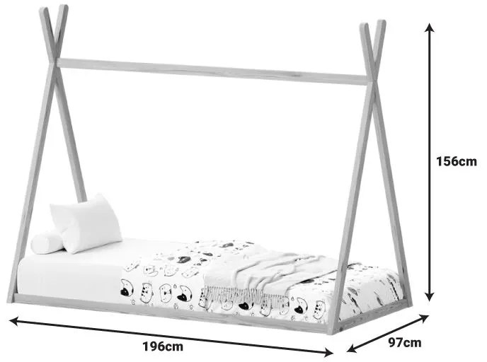 Kρεβάτι παιδικό Lilly τύπου Montessori ξύλο πεύκου γκρί 90x190 εκ. 90x190x156.5 εκ.