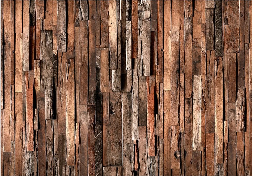 Αυτοκόλλητη φωτοταπετσαρία - Wooden Curtain (Brown) - 245x175