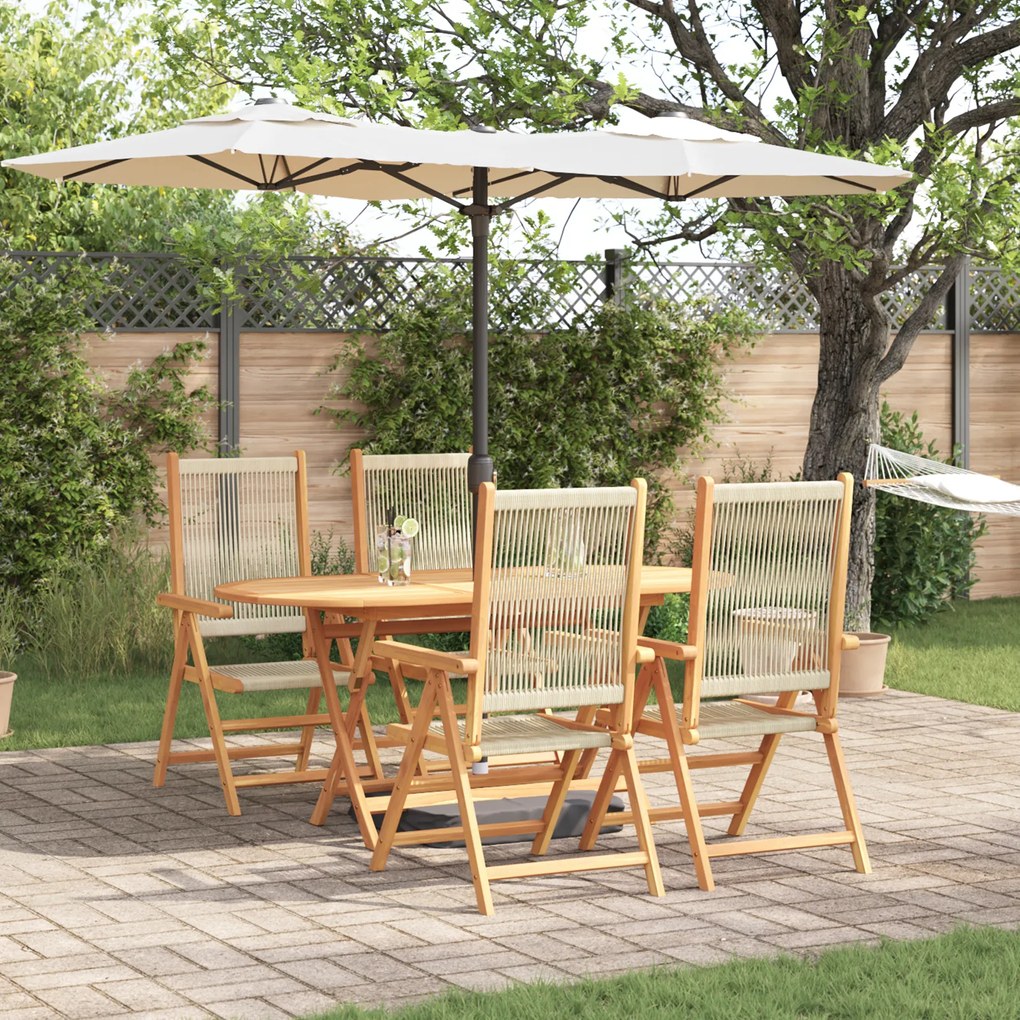 vidaXL Πτυσσόμενο Τραπέζι Κήπου 5 pcs Μπεζ 160x85x75 εκ.