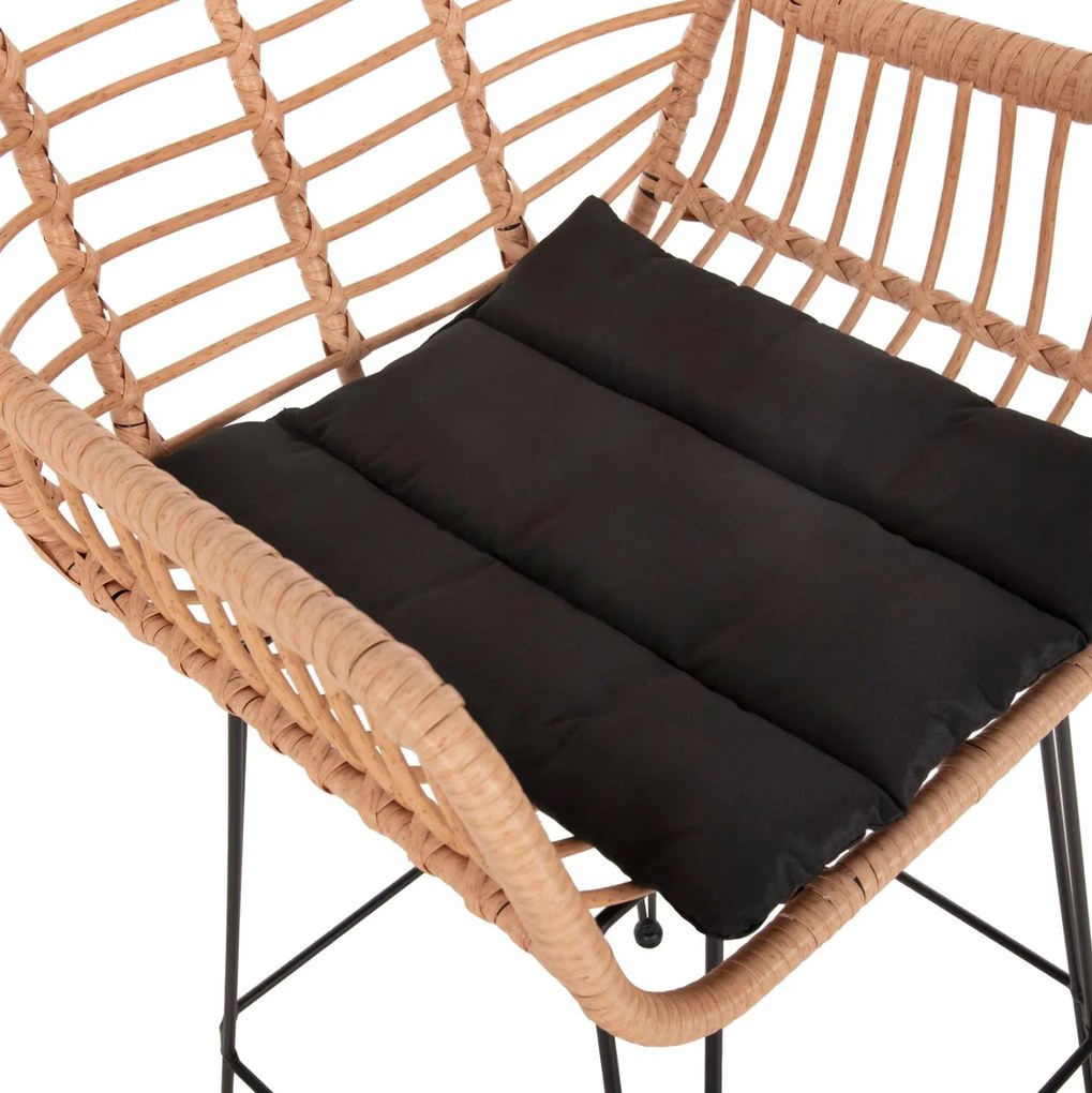 ΣΚΑΜΠΟ ΜΠΑΡ ΨΗΛΟ ALLEGRA  ΜΠΕΖ P.E. RATTAN-ΜΑΥΡΟ ΜΕΤΑΛΛΟ 54x55x108Υεκ. 54x55x108 εκ.