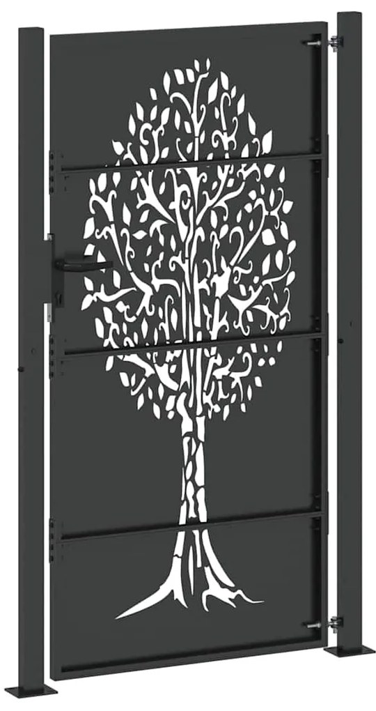 vidaXL Πύλη Κήπου Μαύρο 105 x 175 cm Ατσάλι με Επικάλυψη Πούδρας