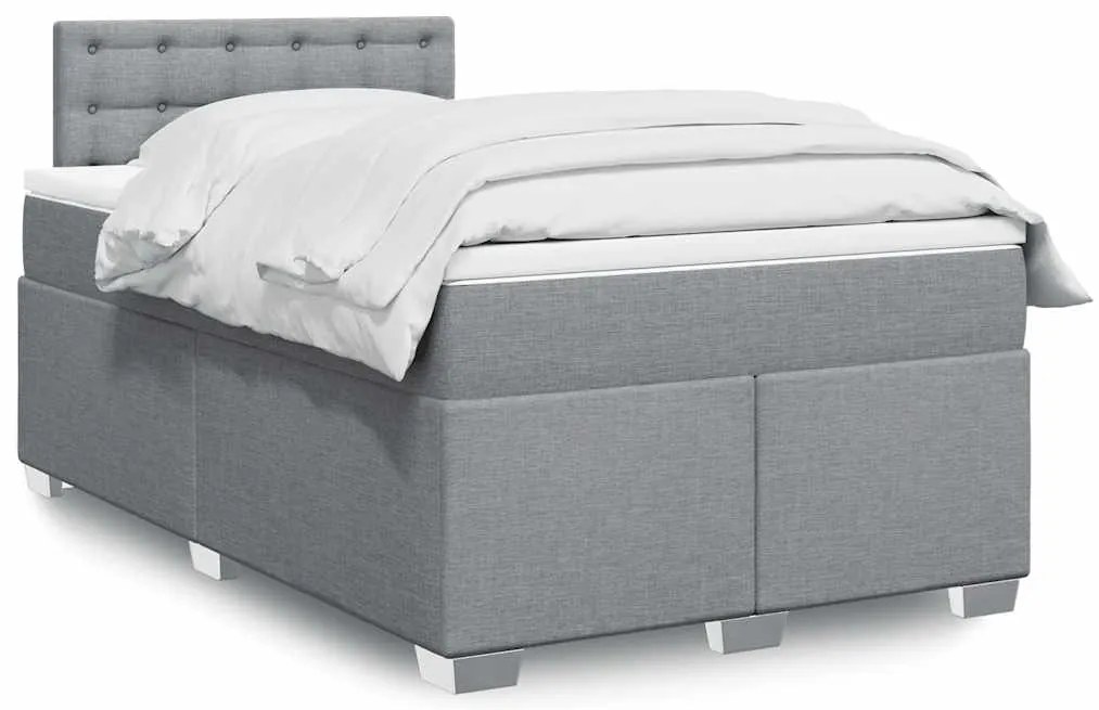 vidaXL Κρεβάτι Boxspring με Στρώμα Ανοιχτό Γκρι 120x190 εκ. Υφασμάτινο