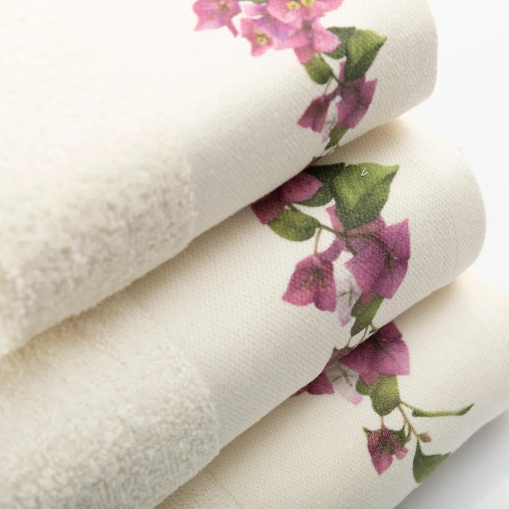 Πετσέτες Σετ 3ΤΜΧ Bougainvillea - 70 x 140 / 50 x 90 / 30 x 50 cm - Λευκό - Borea
