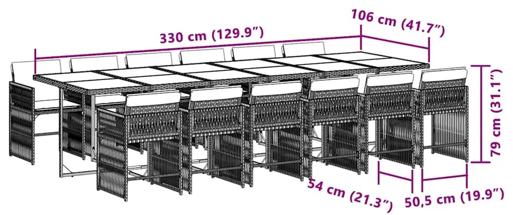 vidaXL Σετ Τραπεζαρίας Κήπου 13τεμ Μικτό Μπεζ Συνθ. Ρατάν με Μαξιλάρια