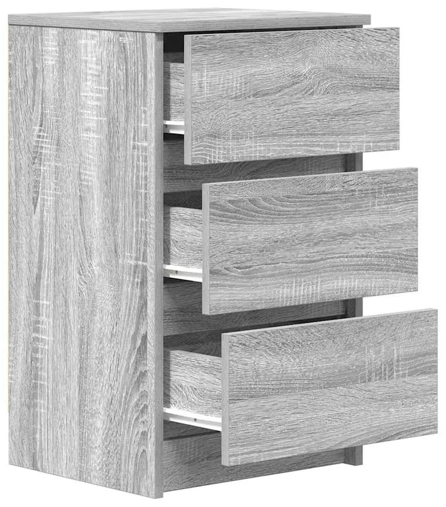 Κομοδίνα με 3 συρτάρια 2 τεμάχια Γκρι Sonoma 39x35x65 εκ. - Γκρι