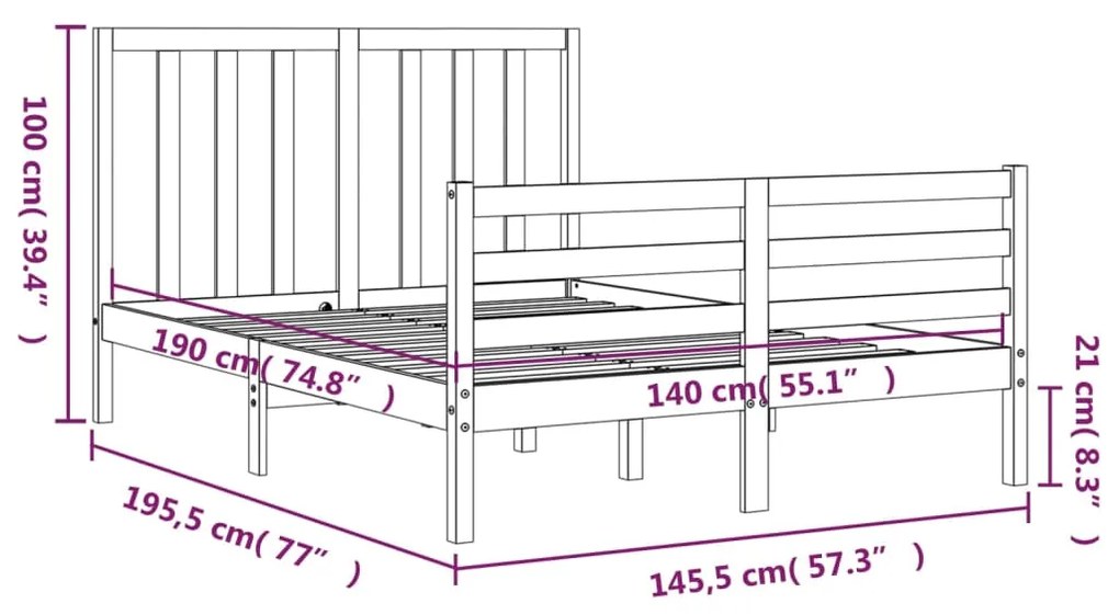 ΠΛΑΙΣΙΟ ΚΡΕΒΑΤΙΟΥ ΜΕ ΚΕΦΑΛΑΡΙ ΛΕΥΚΟ 140X190 ΕΚ. ΜΑΣΙΦ ΞΥΛΟ 3193772