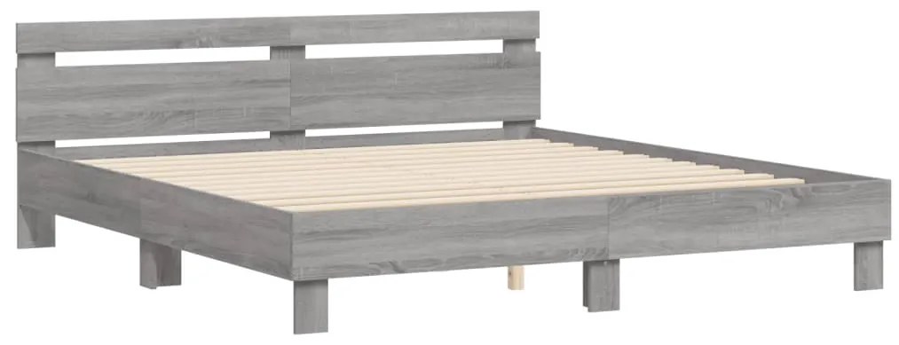 vidaXL Πλαίσιο Κρεβατιού με Κεφαλάρι Γκρι Sonoma 200x200εκ. Επεξ. Ξύλο