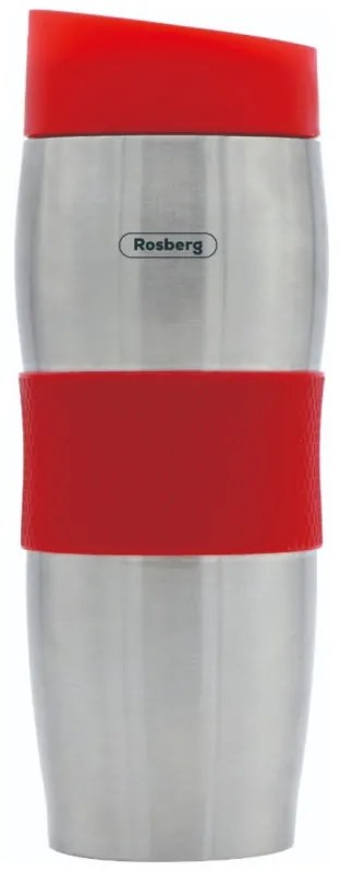 Rosberg Thermo Cup R52011C, 380 ml, Διπλά τοιχώματα, Εργονομικό, Ανοξείδωτο, Κόκκινο/inox