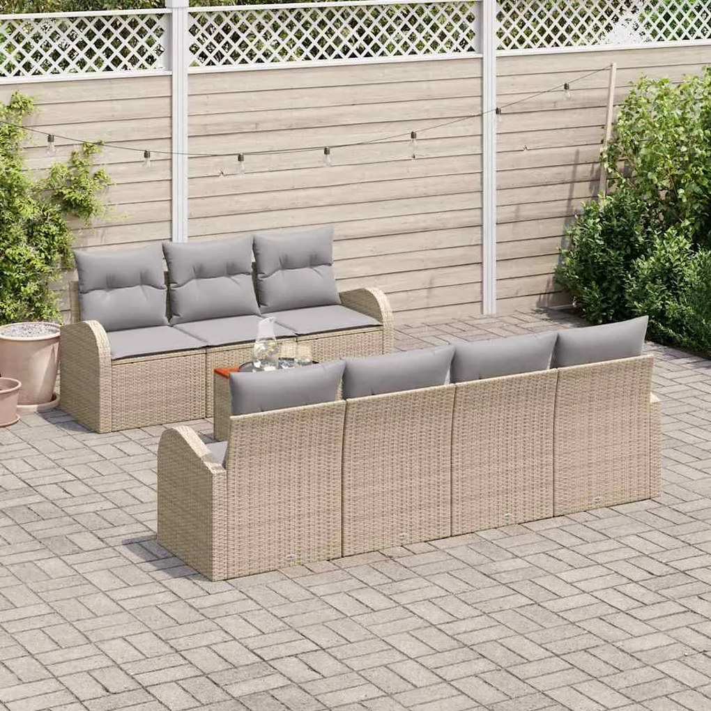vidaXL Σετ Καναπέ Κήπου 8 pcs Beige, ανοιχτό γκρι