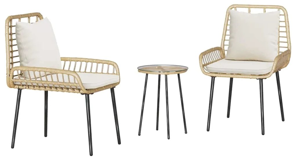 vidaXL Σέτ φαγητού για κήπο 3 pcs Καφέ, Μαύρο, Κρέμα 35 x 35 x 45 εκ