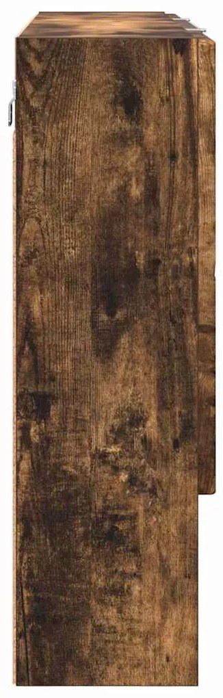 vidaXL Ντουλάπα Καθρέφτη Επιτοίχιο Καπνιστό Δρύς 80 x 17 x 55 εκ