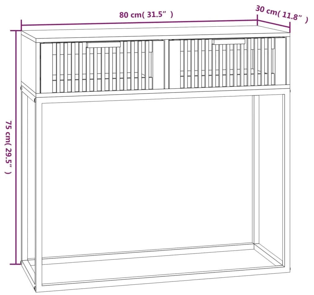vidaXL Τραπέζι Κονσόλα 80x30x75 εκ. από Επεξεργασμένο Ξύλο και Σίδερο