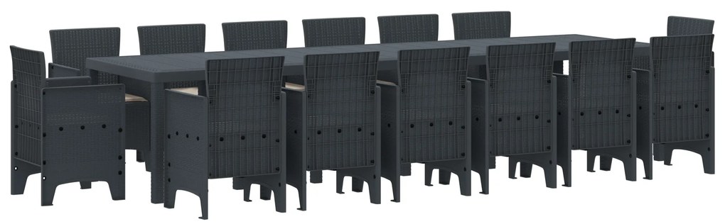 vidaXL Σετ Τραπεζαρίας Κήπου 15 pcs Ανθρακί 14-Θέσεων
