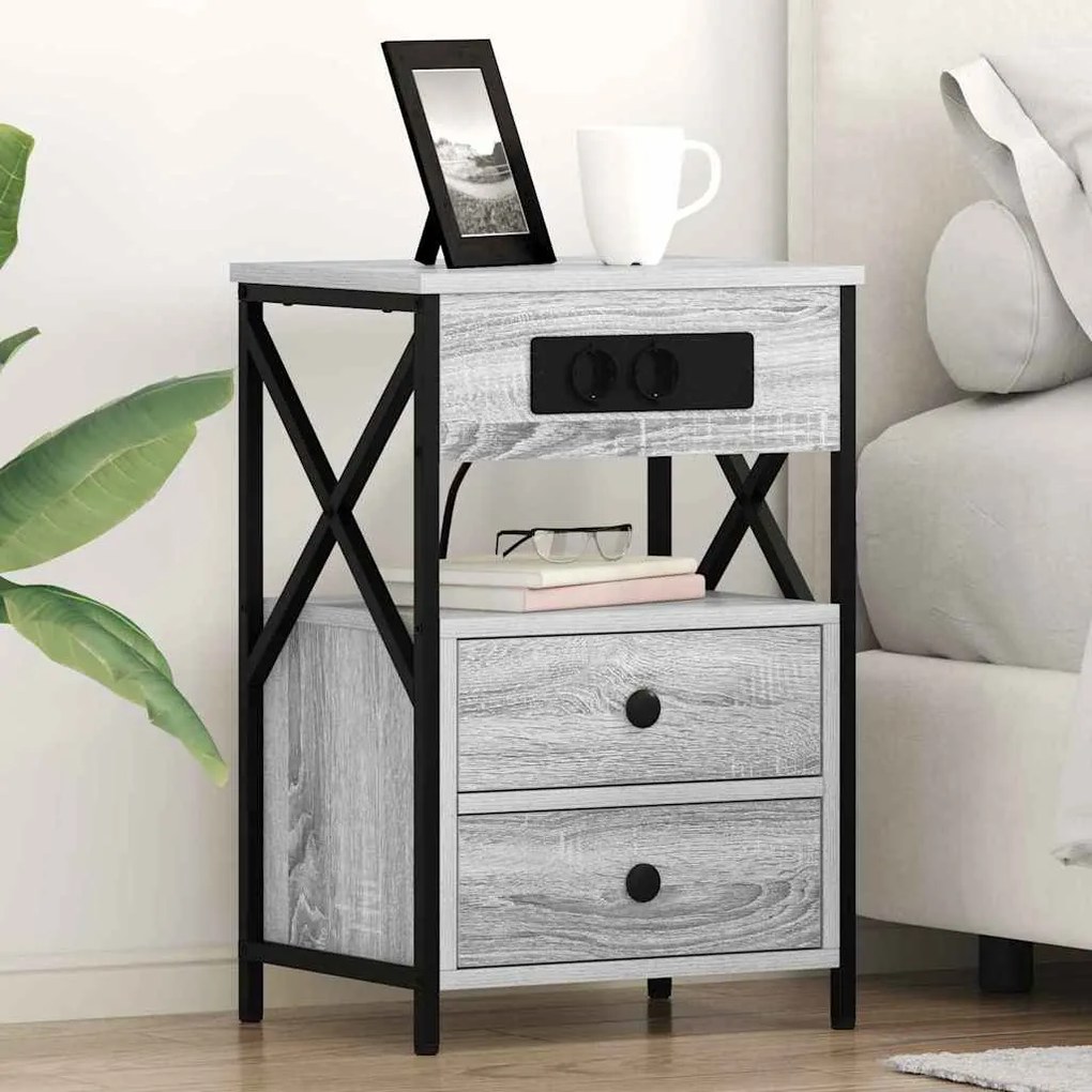 vidaXL Κομοδίνο Γκρι sonoma 40 x 31 x 60 εκ. Επεξεργασμένο ξύλο