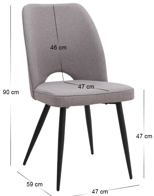 Καρέκλα τραπεζαρίας Christy Megapap ανοιχτό μπεζ ύφασμα - μεταλλικό μαύρο πόδι 47x59x90εκ.