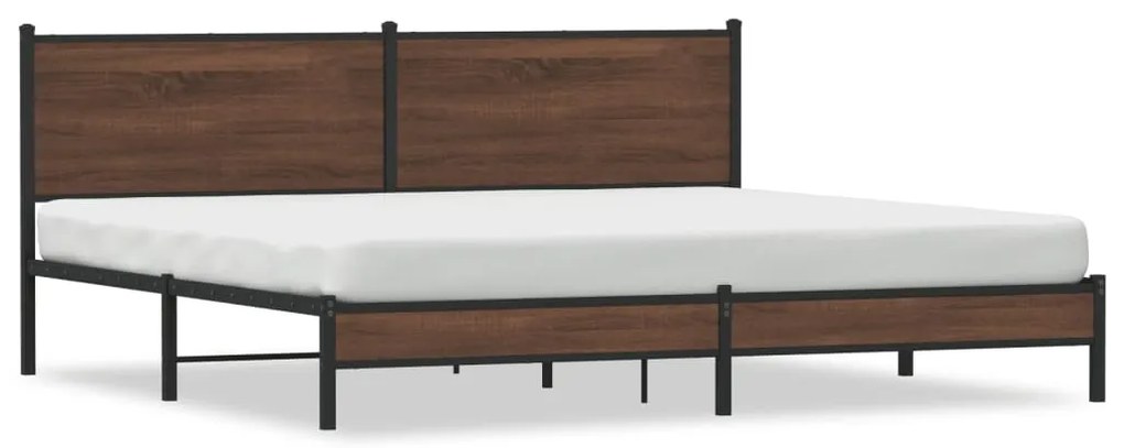 vidaXL Σκελετός Κρεβ. Χωρίς Στρώμα Καφέ Δρυς 200x200 εκ. Μεταλλικό