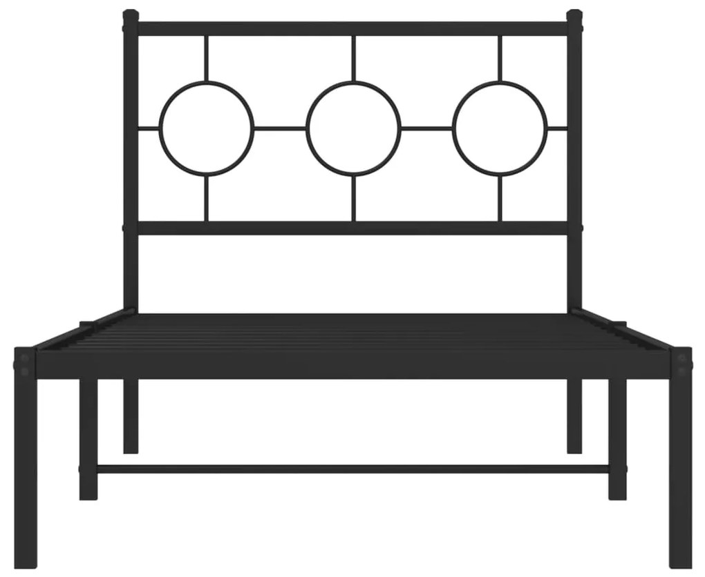 vidaXL Πλαίσιο Κρεβατιού με Κεφαλάρι Μαύρο 90 x 200 εκ. Μεταλλικό