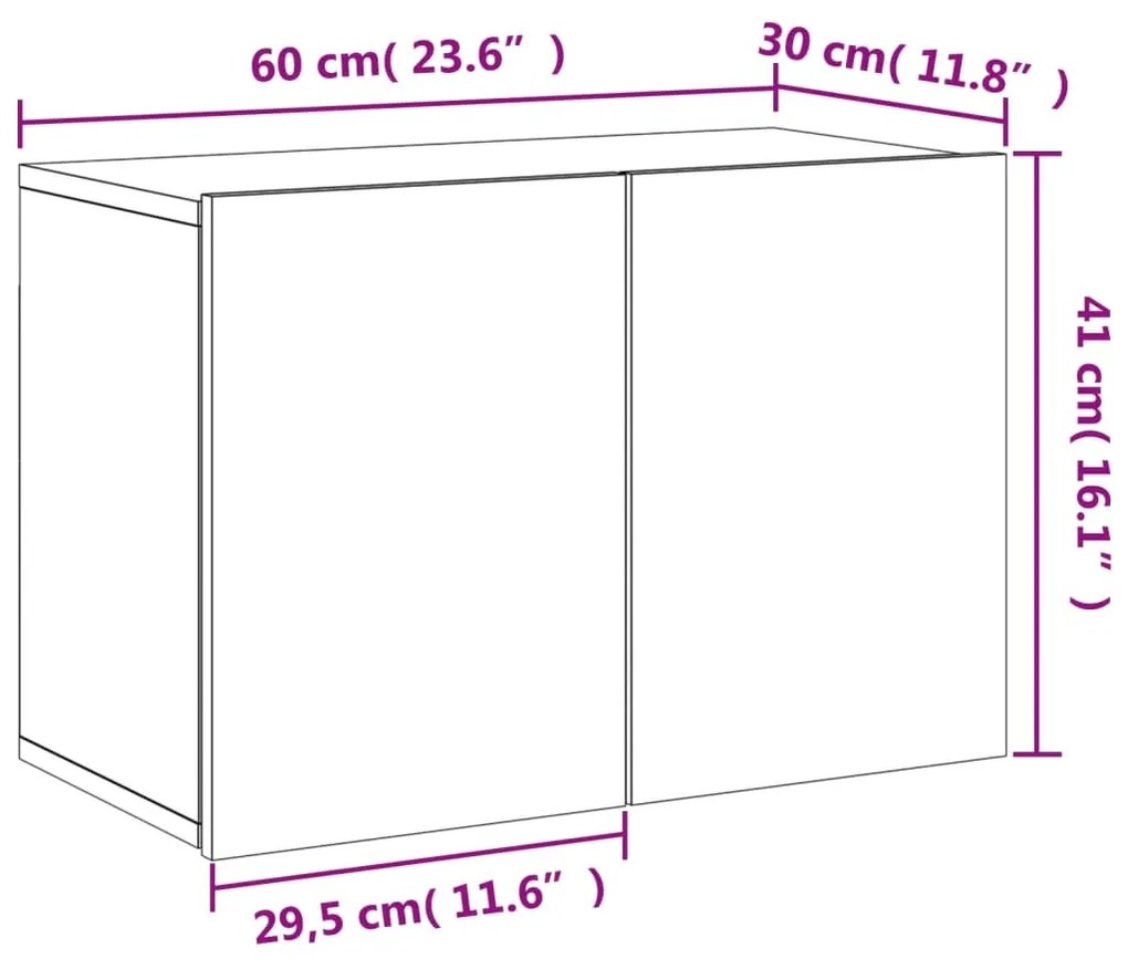 Ντουλάπι Τοίχου Τηλεόρασης Καφέ Δρυς 60 x 30 x 41 εκ. - Καφέ