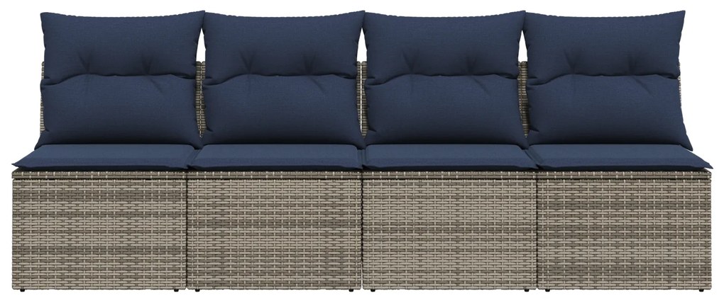 vidaXL Καναπές Κήπου με μαξιλάρι Γκρι 220 x 62 x 69 εκ συνθετικό ρατάν