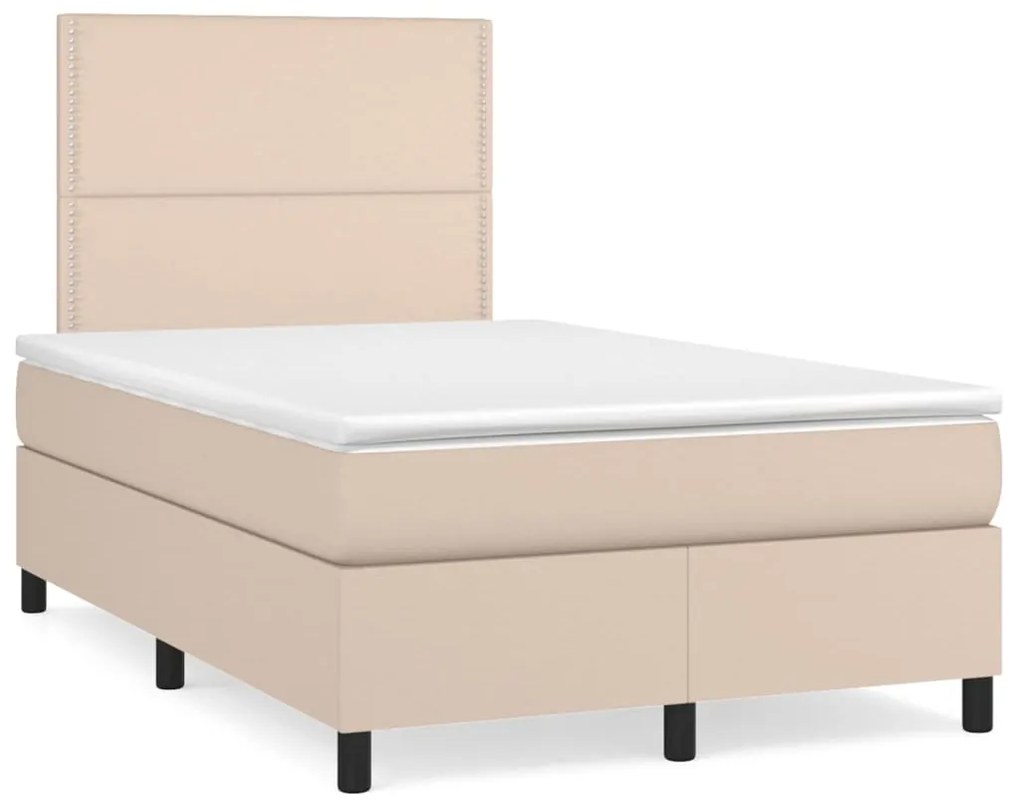 Κρεβάτι Boxspring με Στρώμα Καπουτσίνο 120x200εκ.από Συνθ.Δέρμα - Καφέ