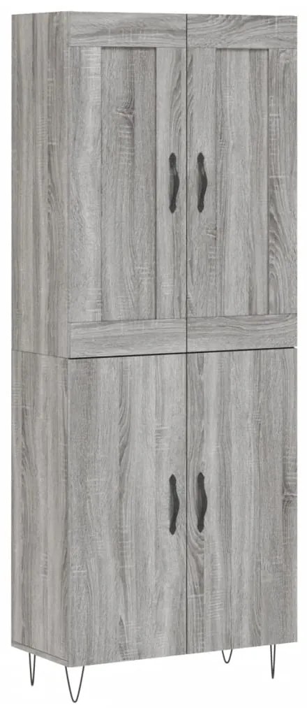 vidaXL Ντουλάπι Γκρι Sonoma 69,5 x 34 x 180 εκ. Επεξεργασμένο Ξύλο