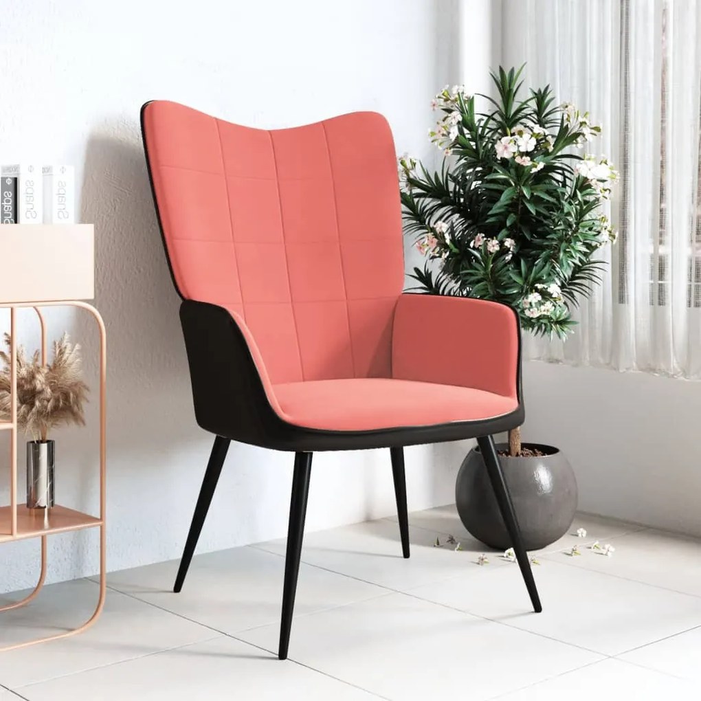 vidaXL Πολυθρόνα Relax Ροζ από Βελούδο και PVC