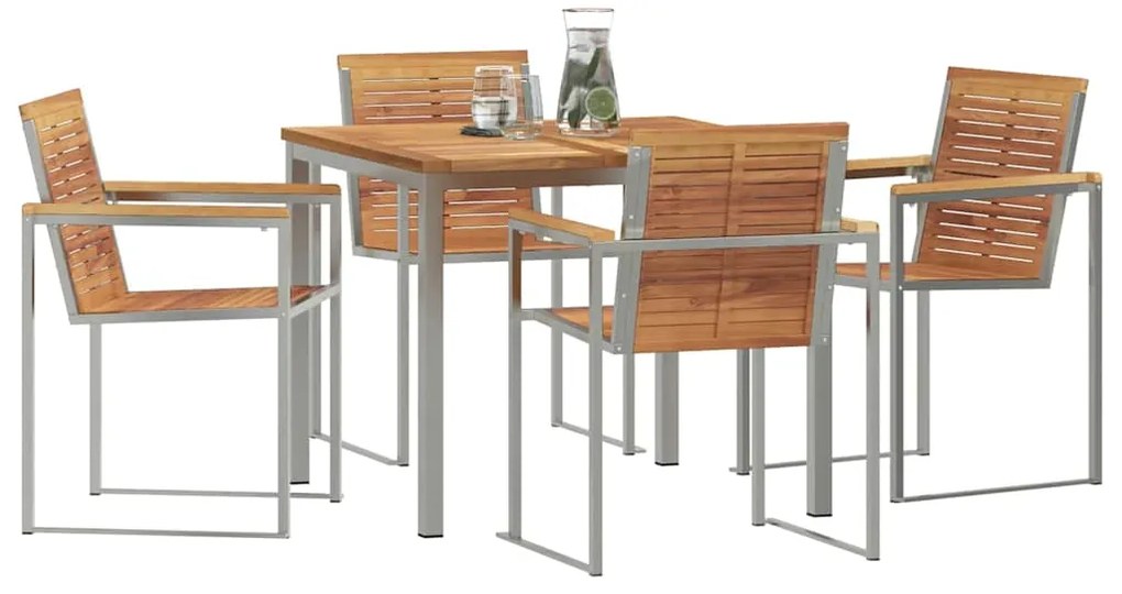 vidaXL Σέτ φαγητού για κήπο 5 pcs Συμπαγές Ξύλο Τικ