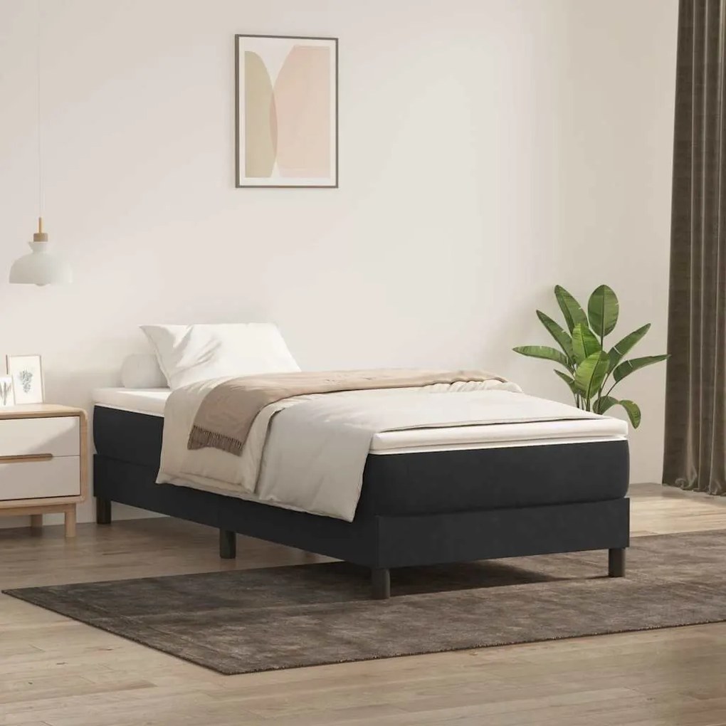 Box Spring Κρεβάτι με στρώμα Μαύρο 80x210 εκ. Βελούδινο - Μαύρο