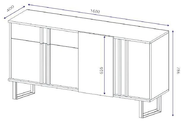 Μπουφές Amanda καρυδί-μαύρο 160x40x78.5εκ