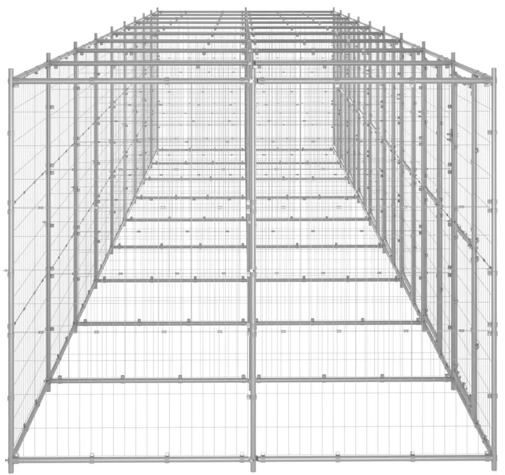 Κλουβί Σκύλου Εξωτερικού Χώρου 21,78 μ² από Γαλβανισμένο Χάλυβα - Ασήμι