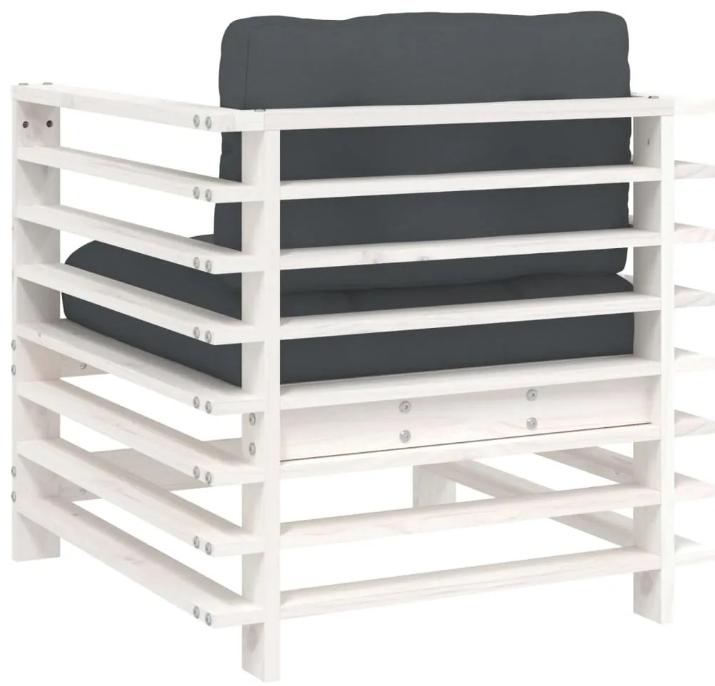 vidaXL Καρέκλες Κήπου με Μαξιλάρια 2 τεμ. Λευκές από Μασίφ Ξύλο Πεύκου