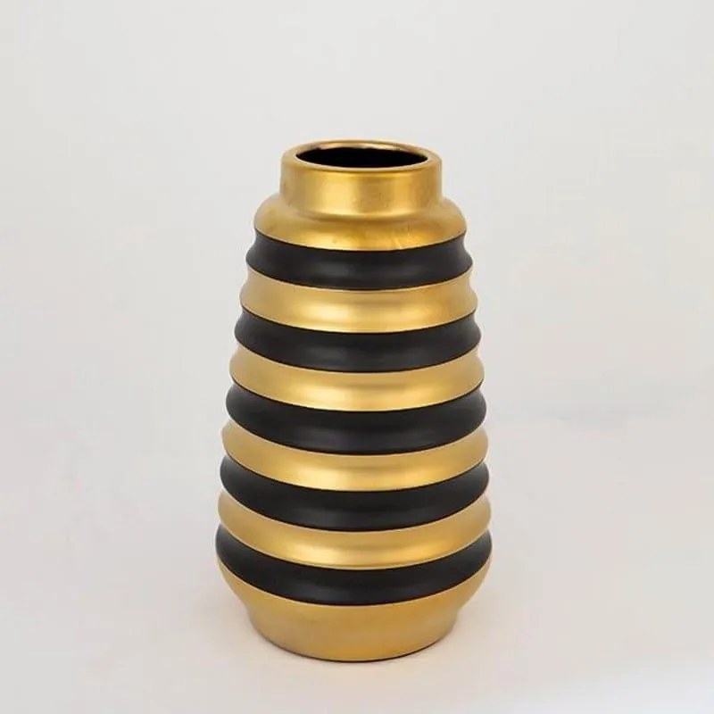 Βάζο Κεραμικό 752-20068 14x14x25cm Black-Gold Estheti Home Κεραμικό