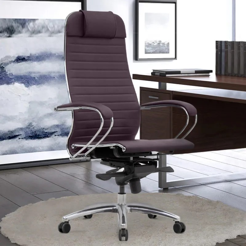 Καρέκλα γραφείου εργονομική Samurai-3 Megapap από τεχνόδερμα σε μπορντώ 70x71x123/138εκ. - Δέρμα - GP008-0029