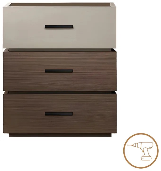 Κομοδίνο Sonlen pakoworld mdf σε καρυδί-μπεζ απόχρωση 60x40x66εκ