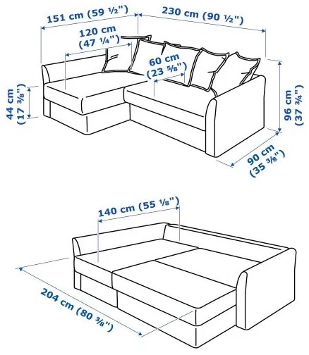 HOLMSUND γωνιακός καναπές-κρεβάτι 595.168.98