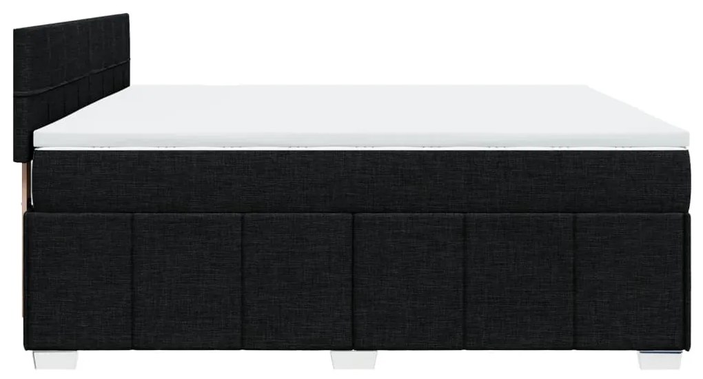 vidaXL Κρεβάτι Boxspring με Στρώμα Μαύρο 200x200 εκ. Υφασμάτινο