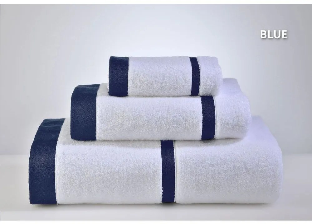 Πετσέτες Lydia (3τμχ) White-Blue Down Town Σετ Πετσέτες 90x150cm 100% Βαμβάκι