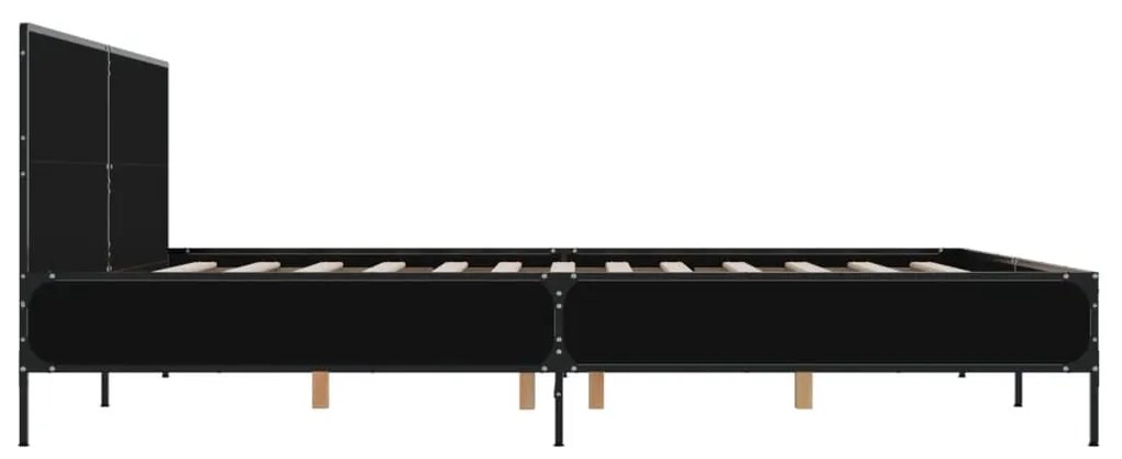 vidaXL Πλαίσιο Κρεβατιού Μαύρο 180 x 200 εκ. Επεξ. Ξύλο &amp; Μέταλλο